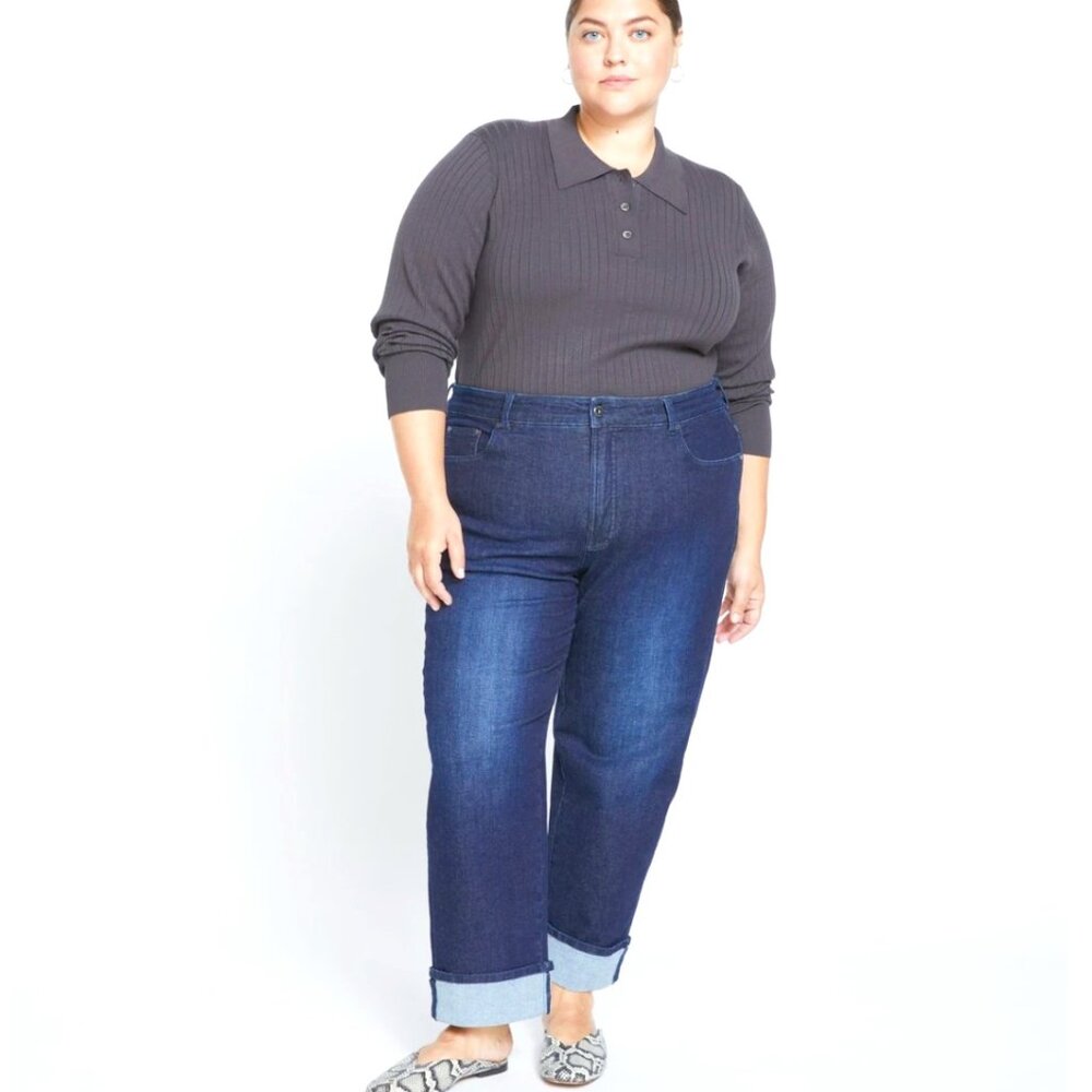 Universal Standard Stevie High Rise Cuffed Straight Leg Jeans Size 18